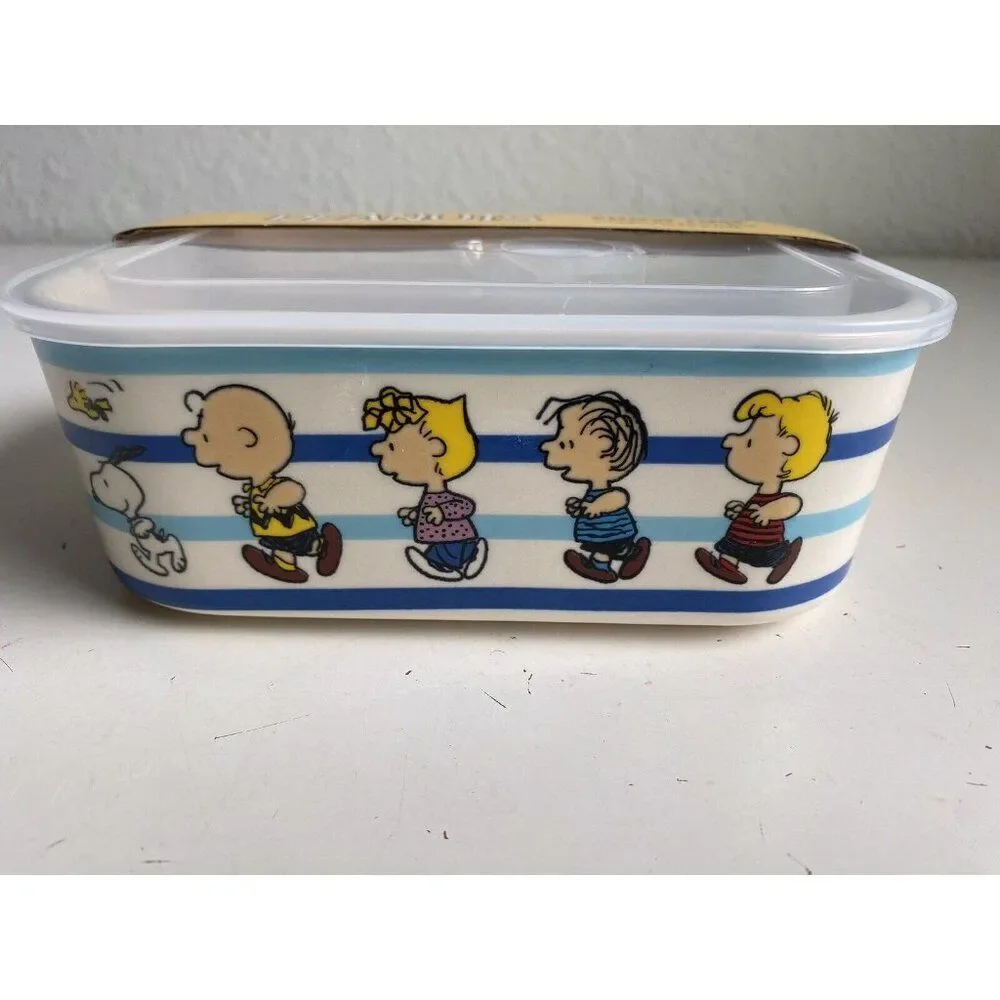 Peanuts Snoopy & The Gang CHOW‎ TIME 32 oz Stoneware Bento Box Pressure Lid NEW